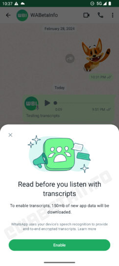 WhatsApp For Android Transcribe Voice Messages