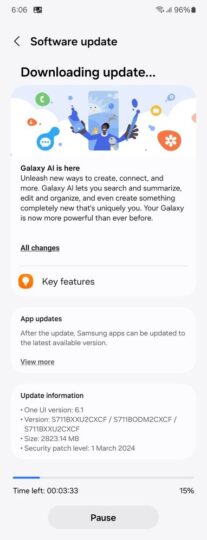 Samsung Galaxy S23 FE One UI 6.1 Update Changelog India