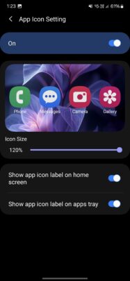 Samsung Home Up Update App Icon Scaling Slider