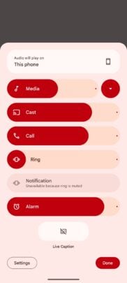القائمة الكاملة للتحكم في مستوى الصوت في Android 15 Beta 2