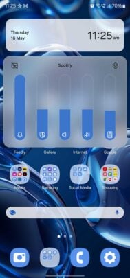 Design de menu Overflow do Samsung One UI 6.1 para controle de volume