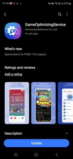 Samsung PUBG 120 fps GameOptimizingService update