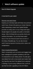 A screenshot detailing a portion of the One UI 6 Watch changelog.