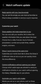 A screenshot detailing a portion of the One UI 6 Watch changelog.