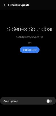 A screenshot detailing the steps to update the soundbar firmware in SmartThings 3/4