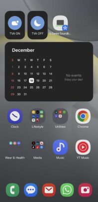 A screenshot that shows the SmartThings soundbar widget on the home screen.