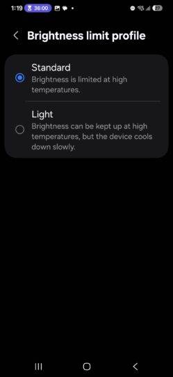 Samsung Display Assistant app: Brightness Limit Profile