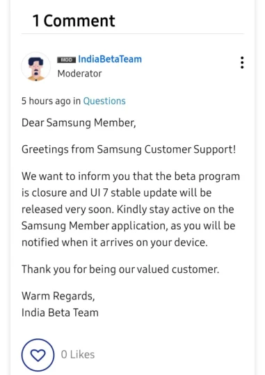 Samsung Ended Android 15-Based One UI 7.0 Beta Program
