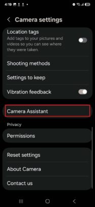 Galaxy S25 settings: Camera Assistant