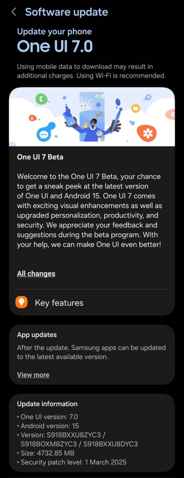 Samsung Galaxy S23 gets One UI 7.0 (Android 15) beta update - SamMobile