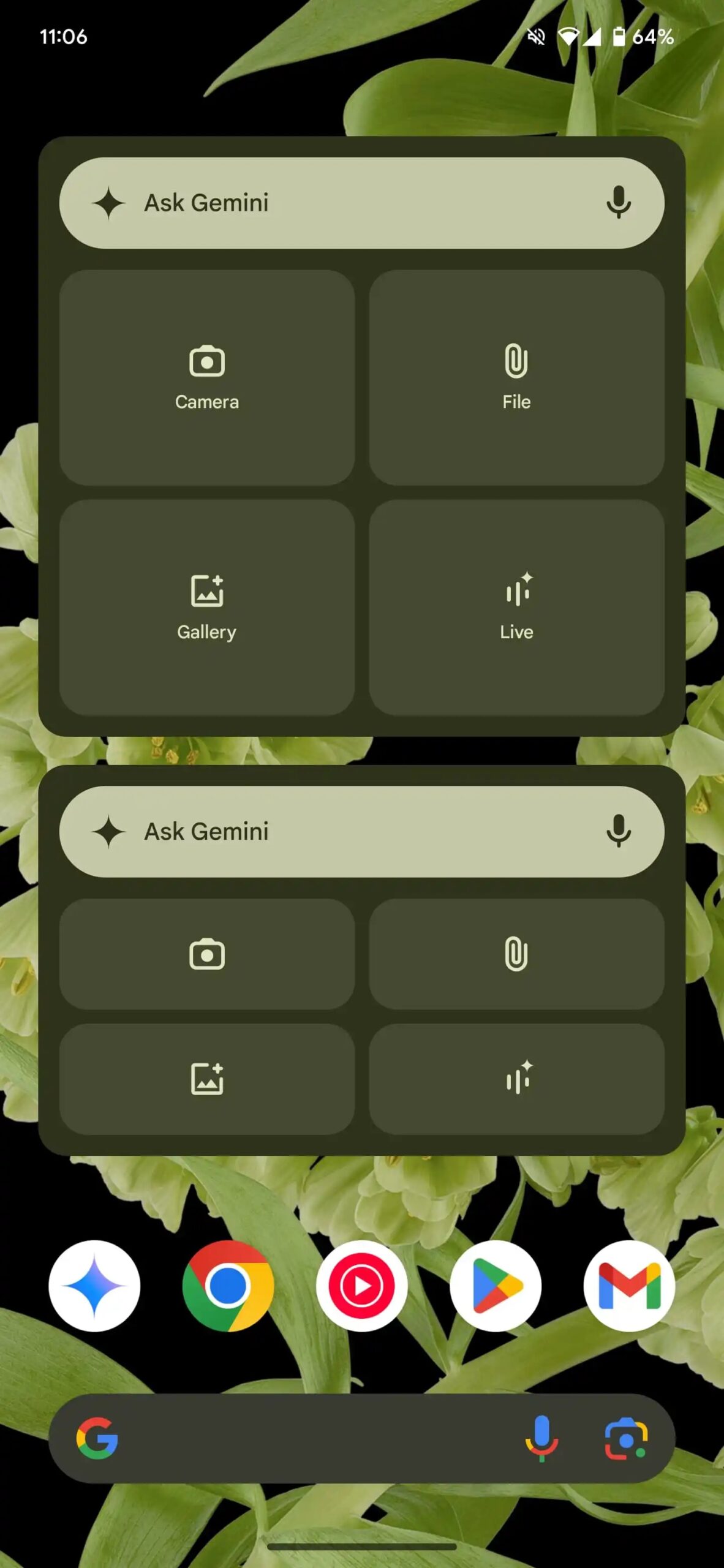 google gemini widget android sizes grids