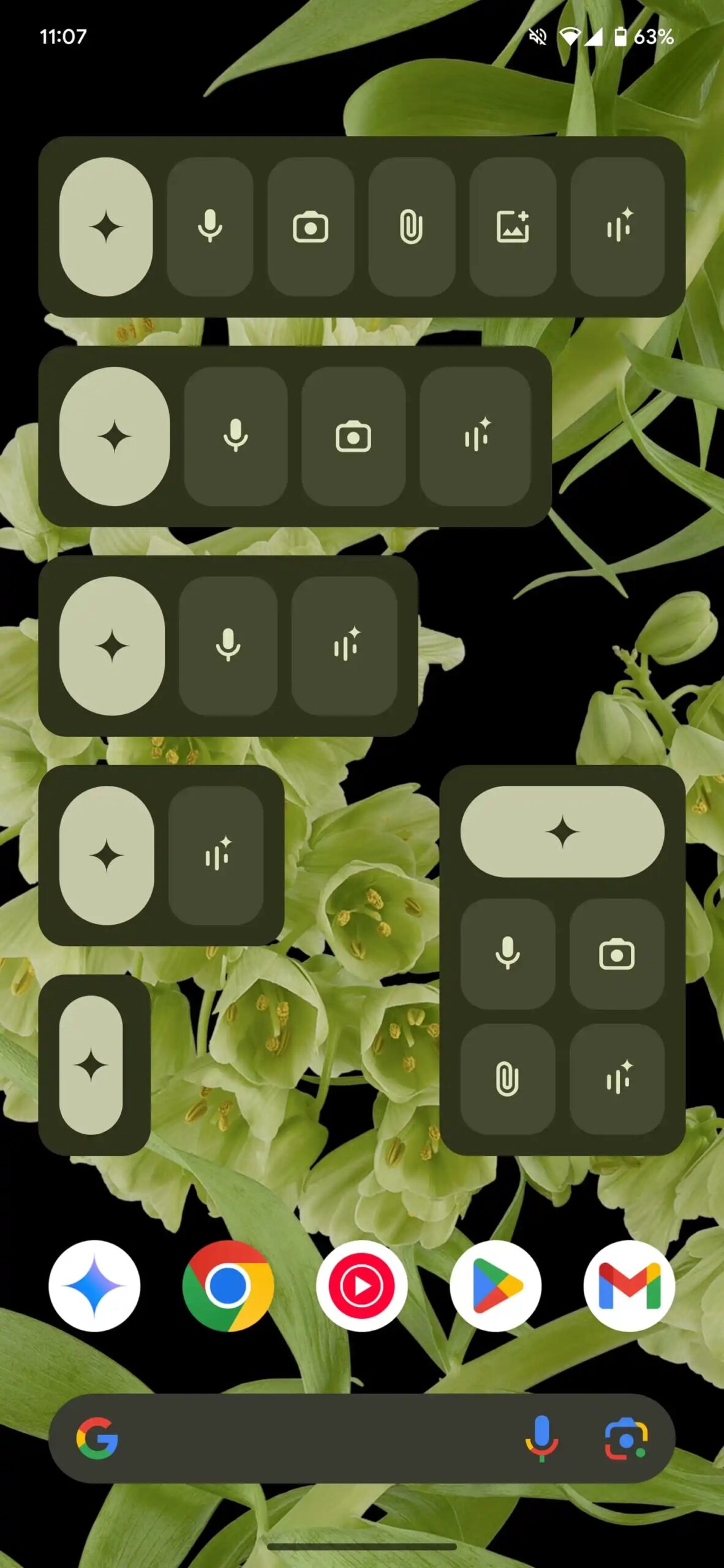 google gemini widget android sizes