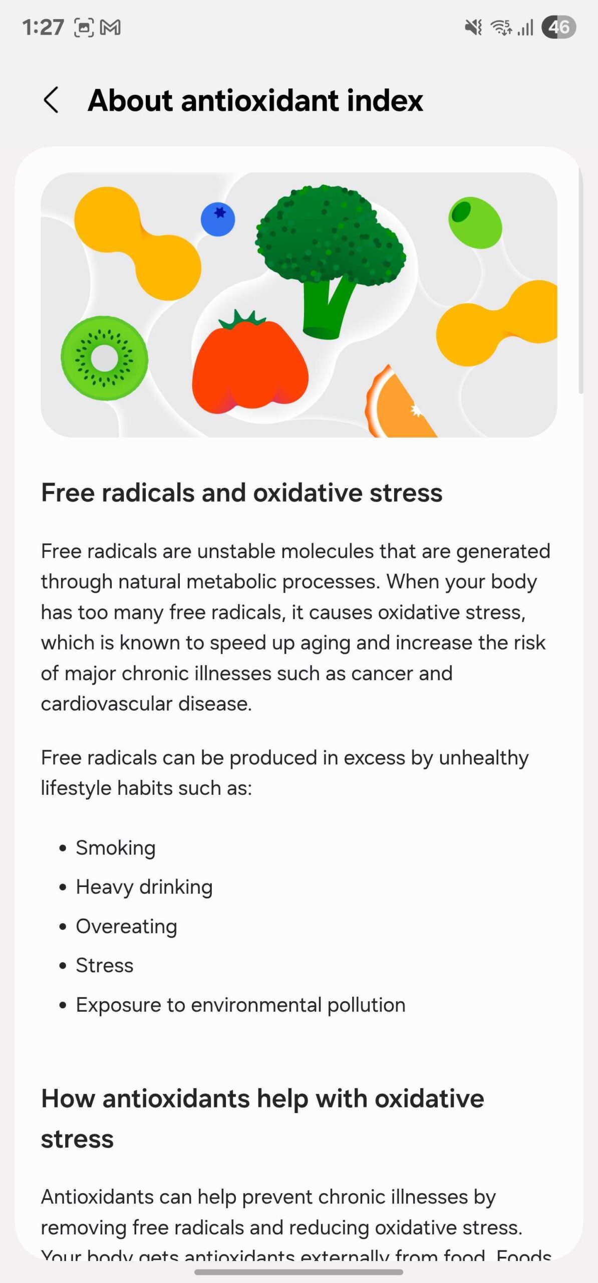 samsung health antioxidant index explanation