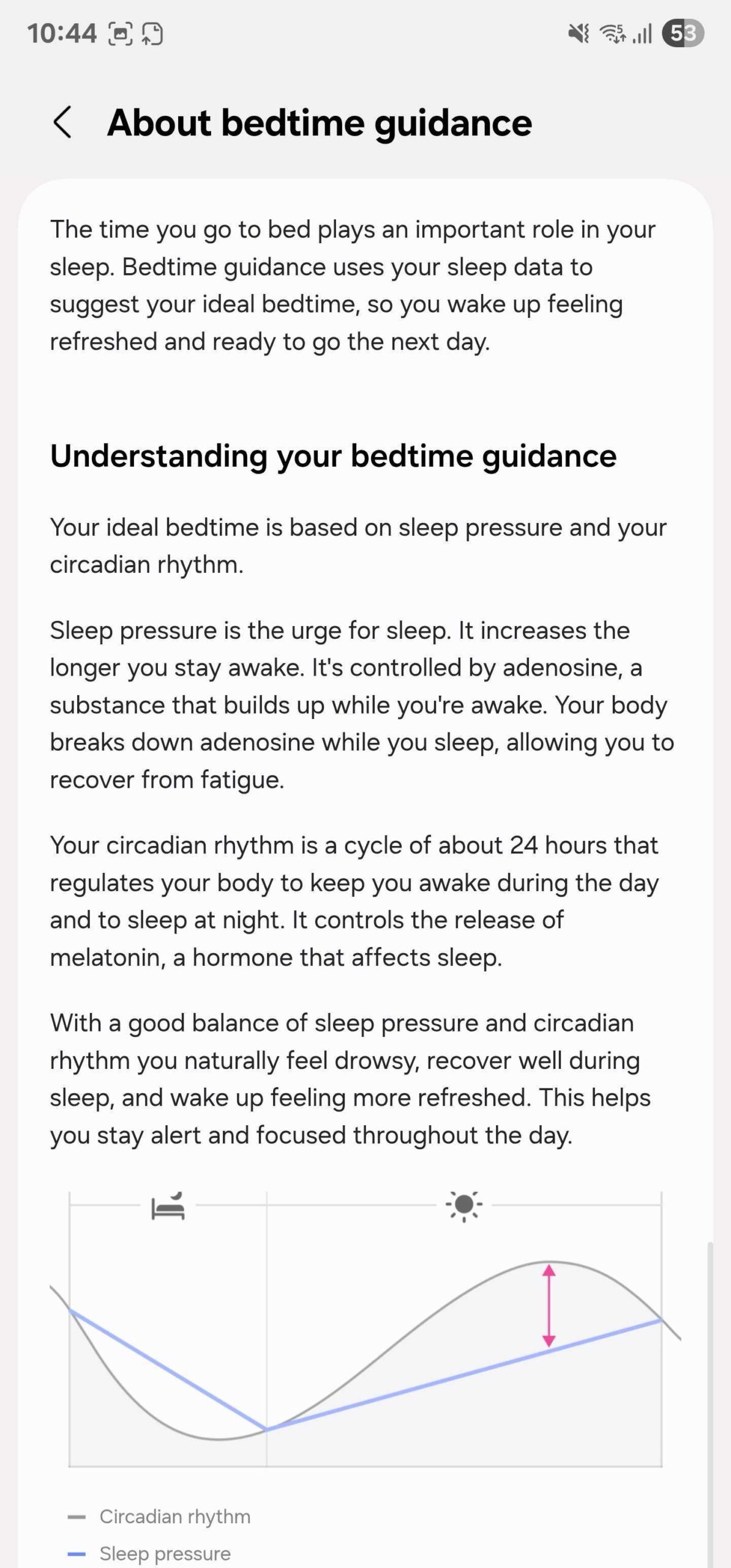 samsung health bedtime guidance explanation
