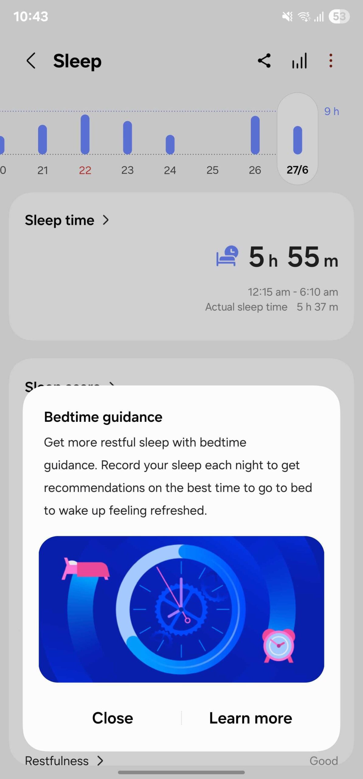 samsung health bedtime guidance