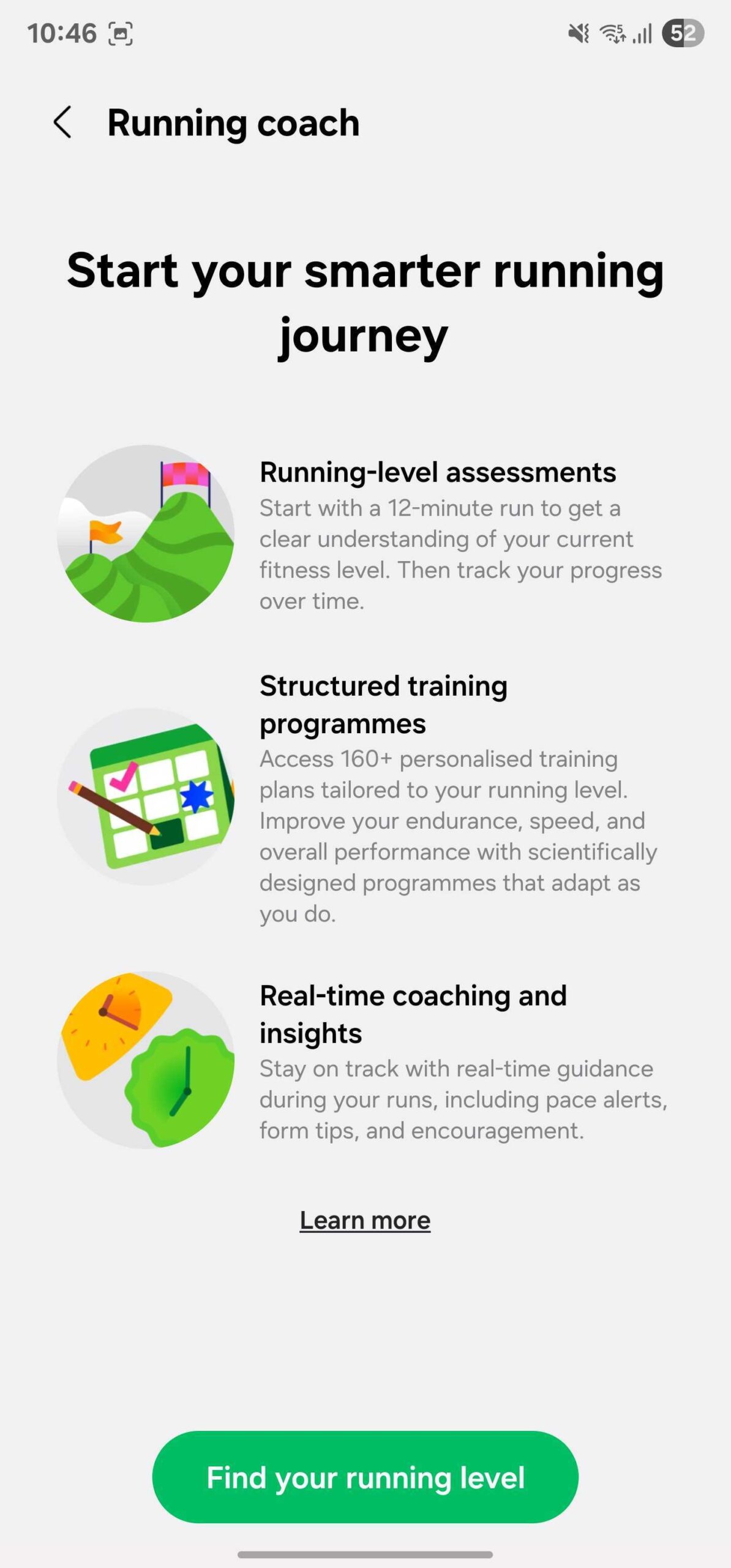 samsung health running coach features