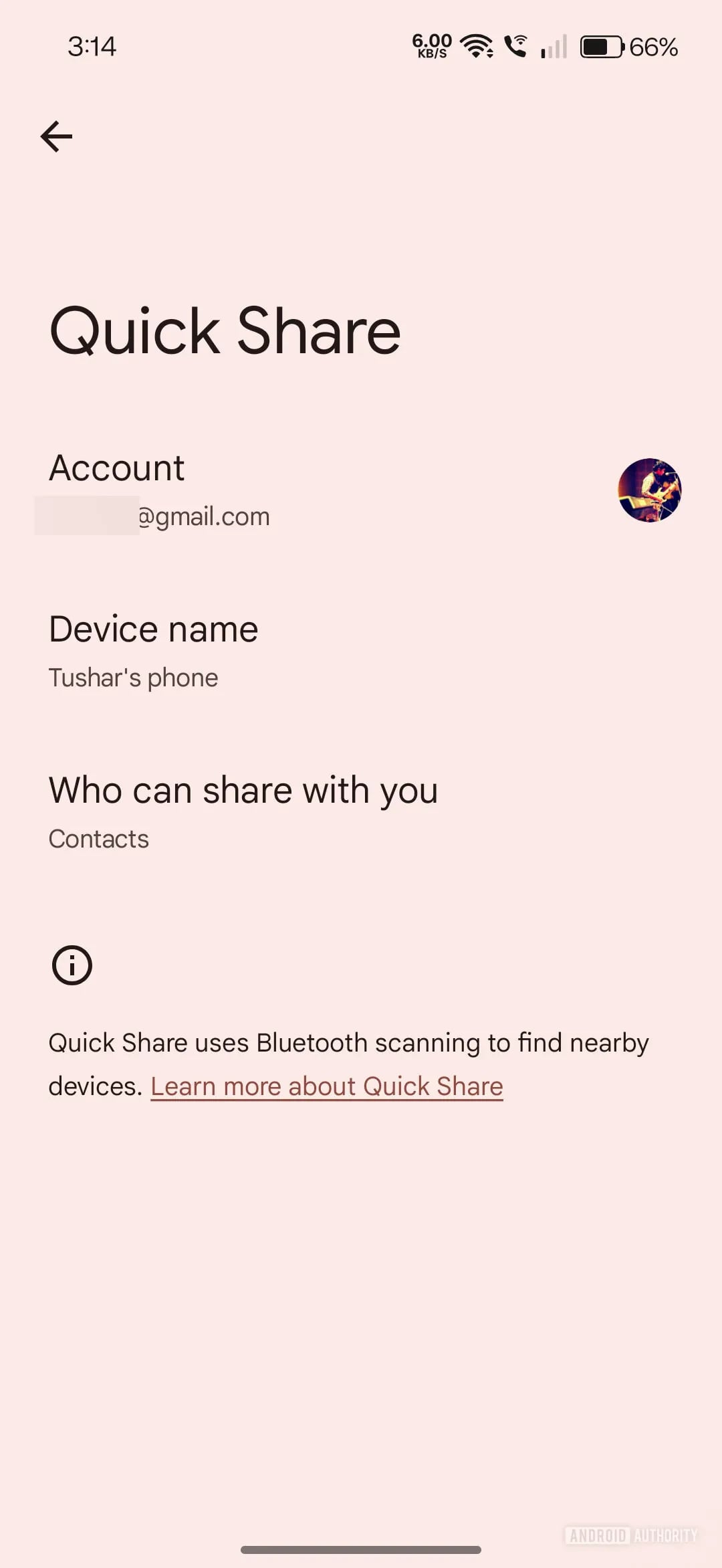 quick share old default screen