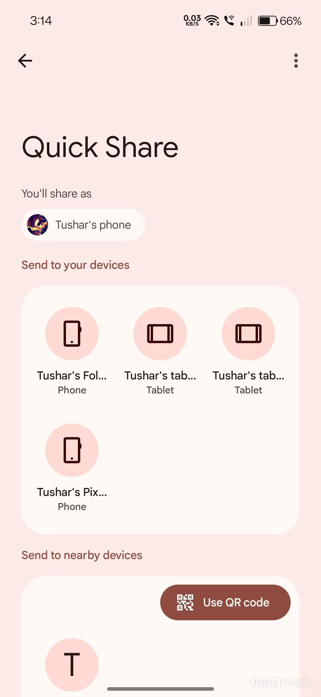quick share old send screen