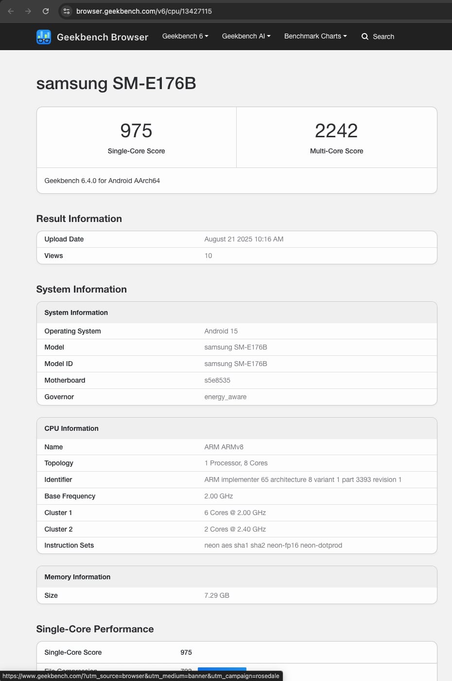 samsung galaxy f17 5g geekbench
