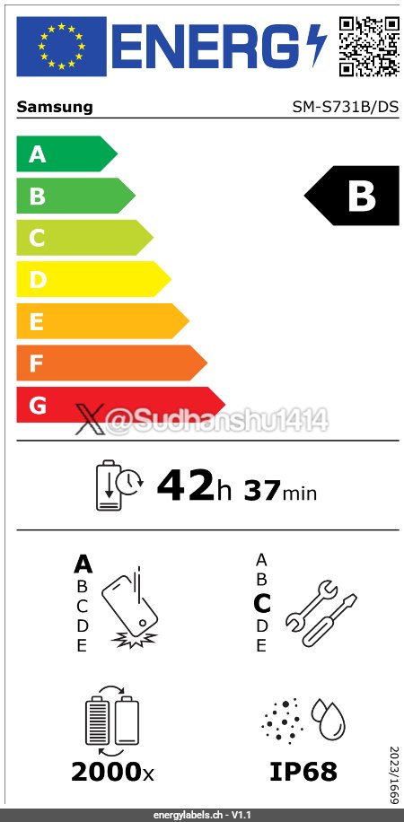 samsung galaxy s25 fe sm-s731b eu eprel label