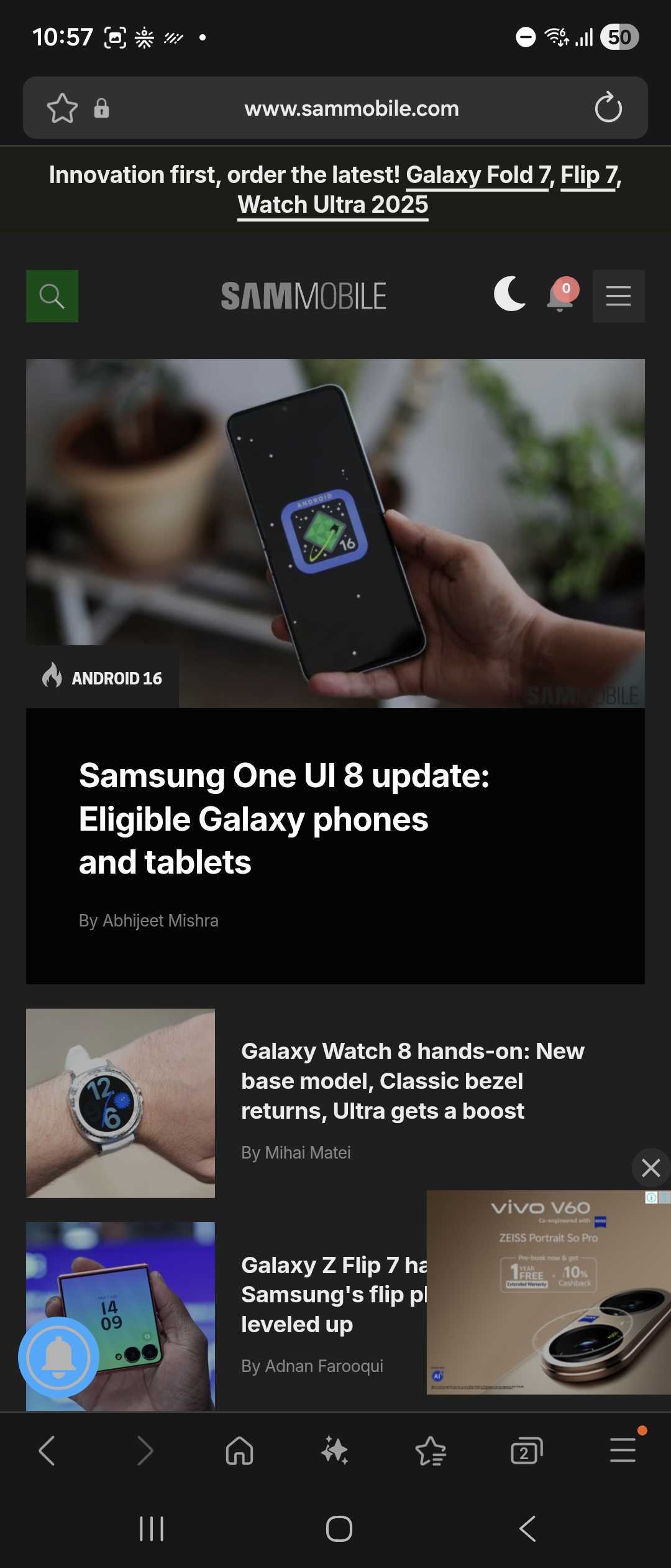 samsung internet beta menu url bar
