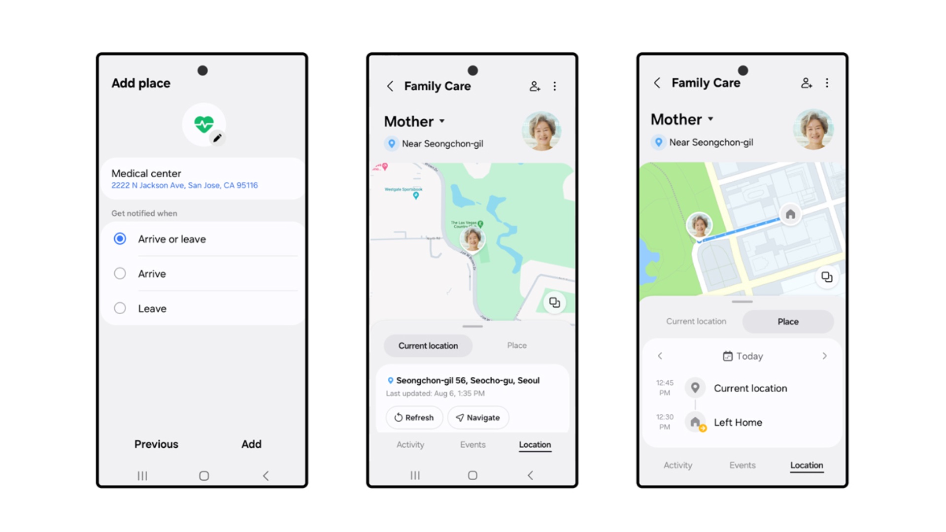 samsung smartthings family care setup location sharing settings conditions