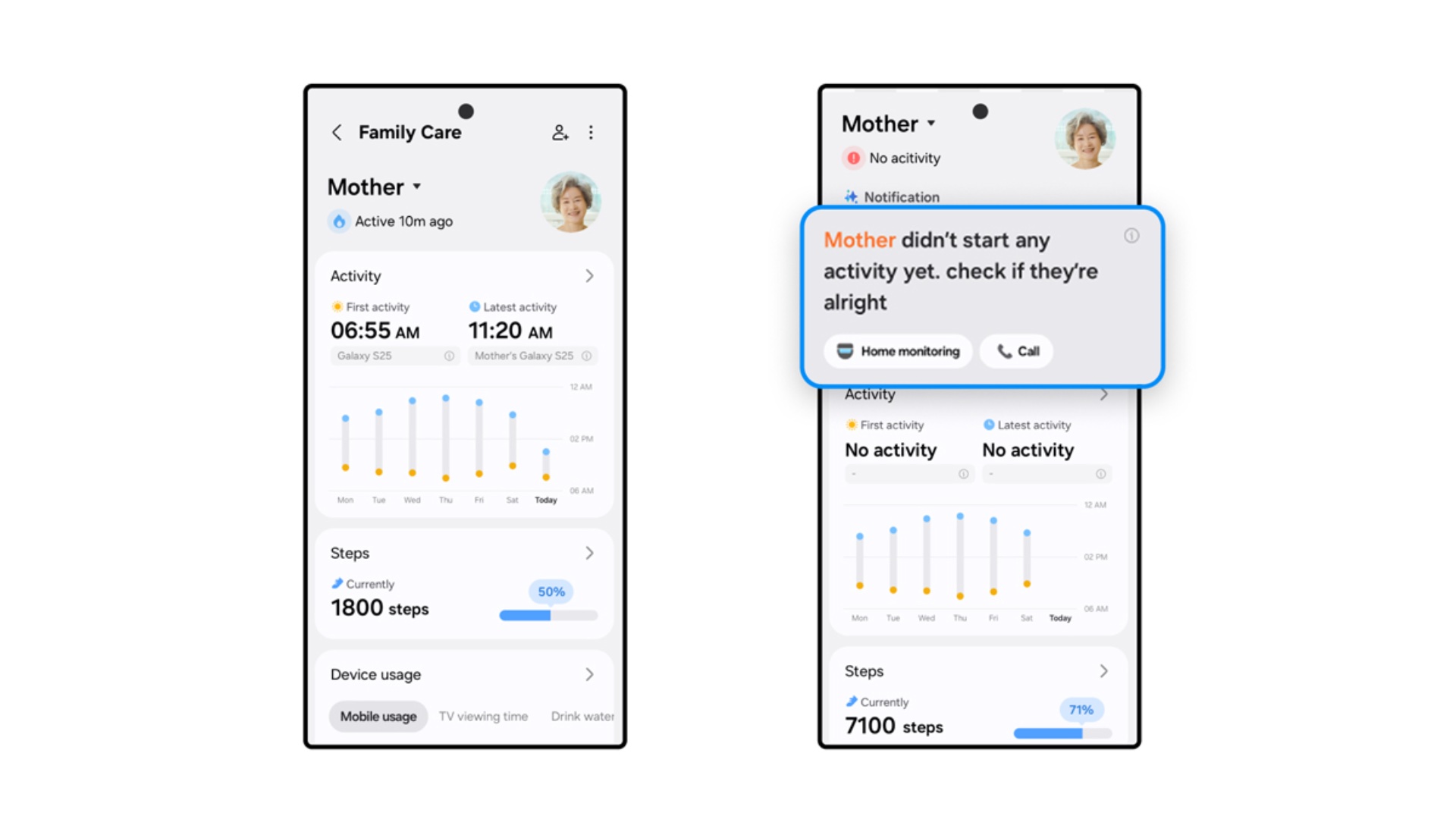 samsung smartthings family care setup no activity alert