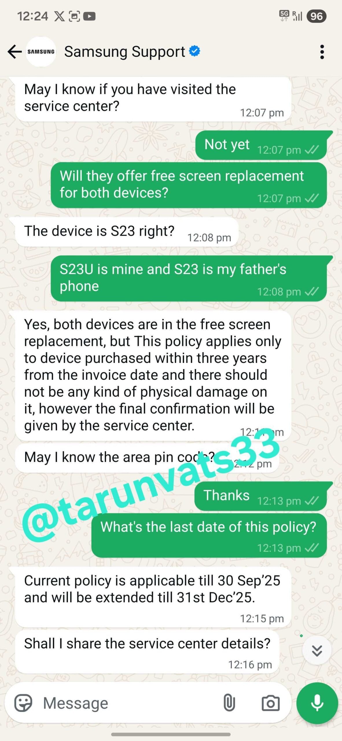 samsung support india galaxy s23 display green line issue free replacement