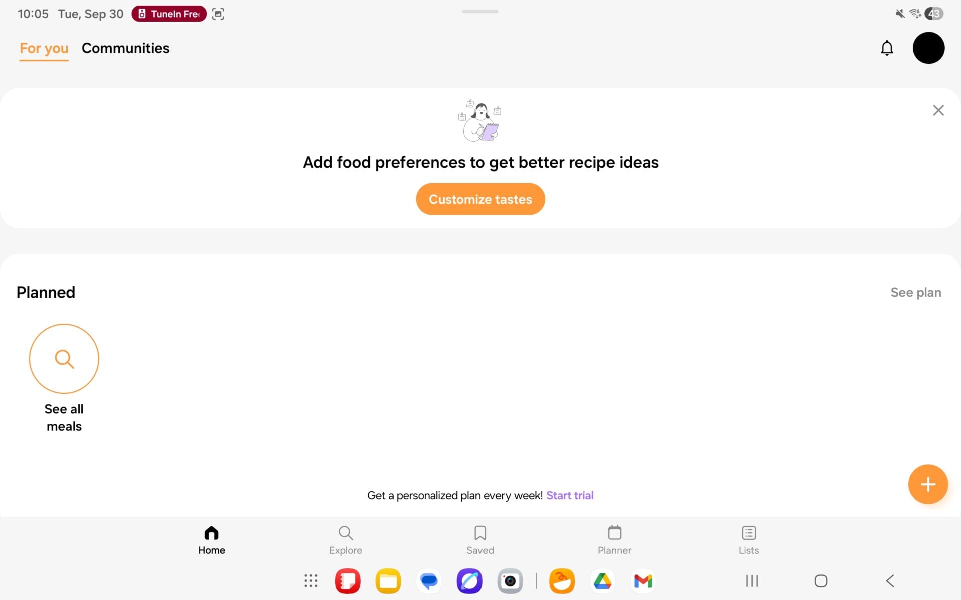 samsung food app home page galaxy tab s11 september 2025