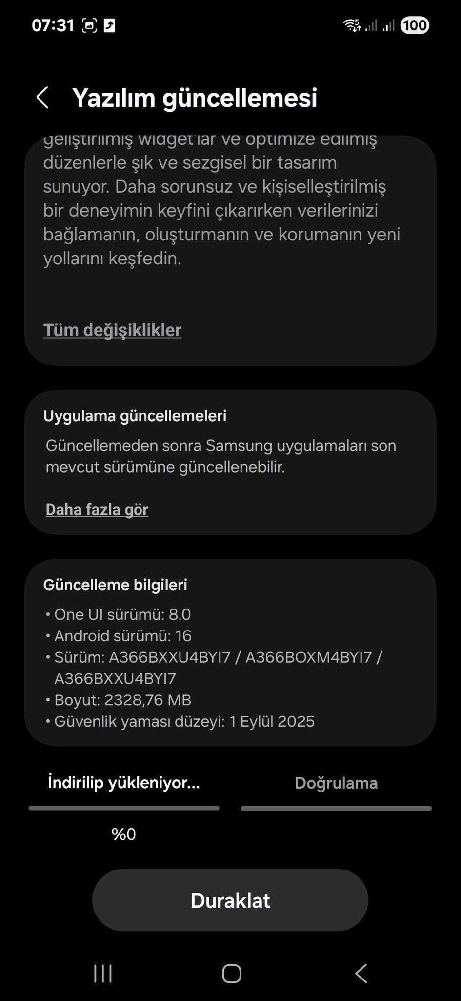 samsung galaxy a36 one ui 8 android 16 stable update turkey