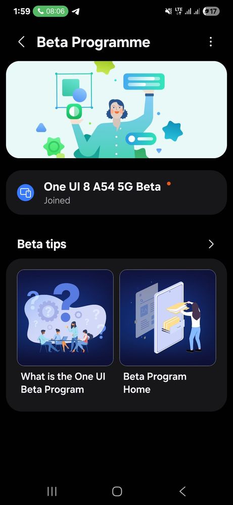 samsung galaxy a54 one ui 8.0 beta update program notice india