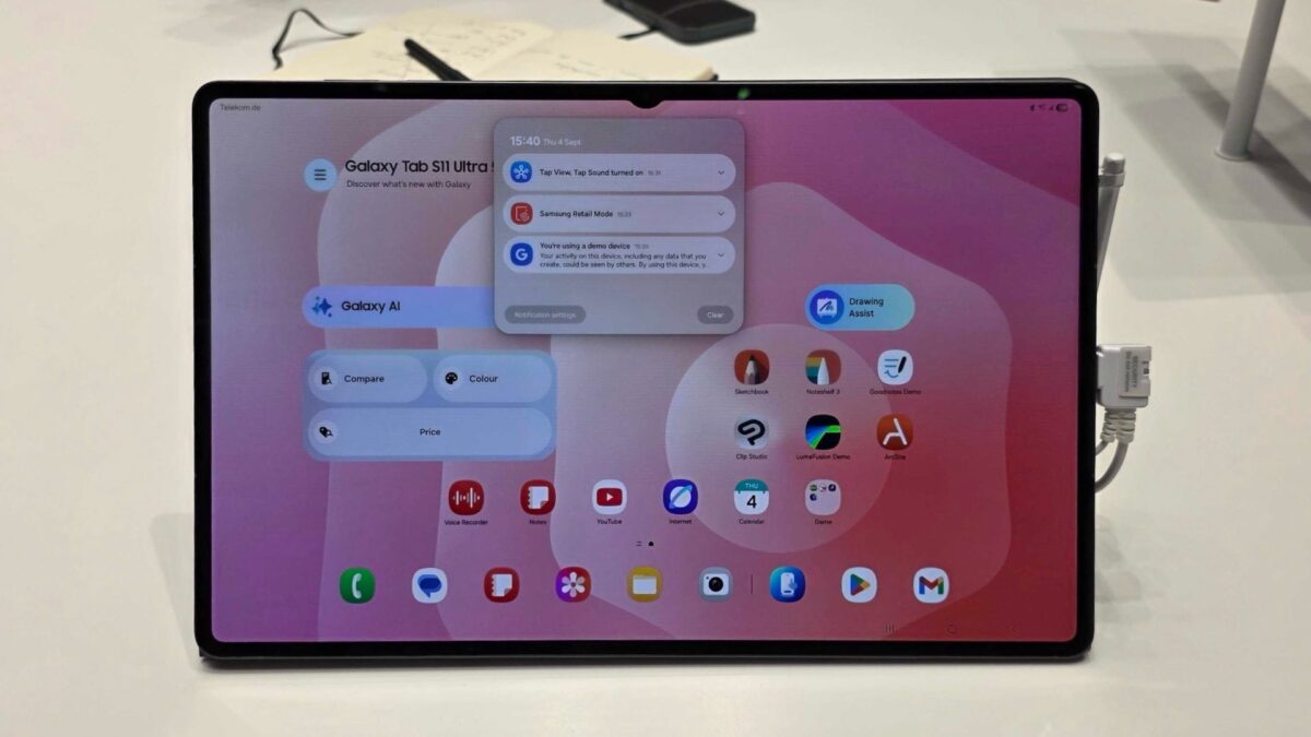 Samsung Galaxy Tab S11 Ultra One UI 8.0 Notifications Center