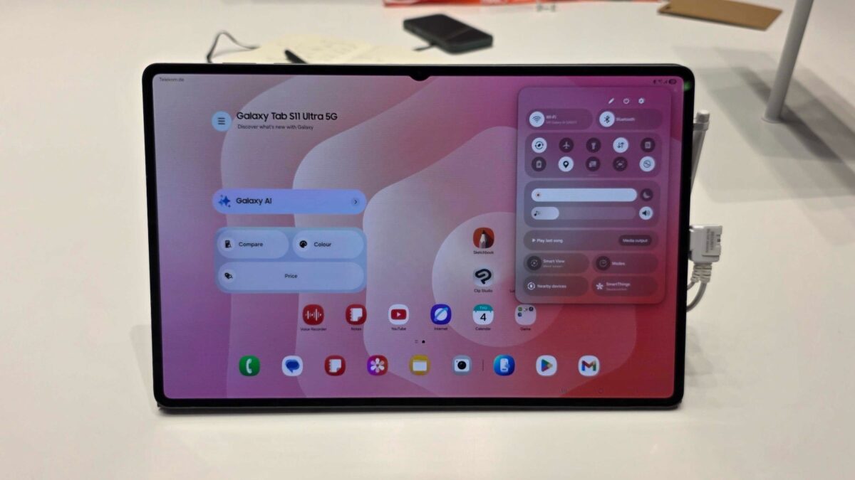 samsung galaxy tab s11 ultra one ui 8.0 quick panel