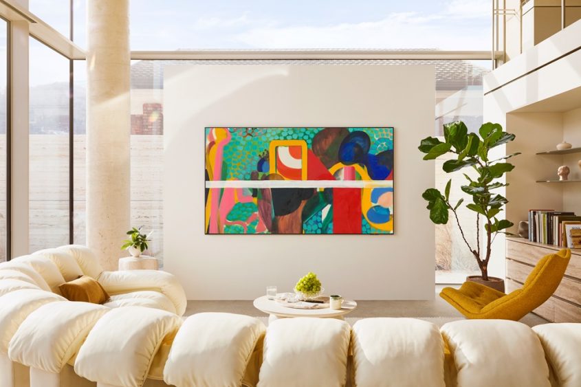 samsung neo qled displaying “dinner at west hill (1964-6)” by howard hodgkin