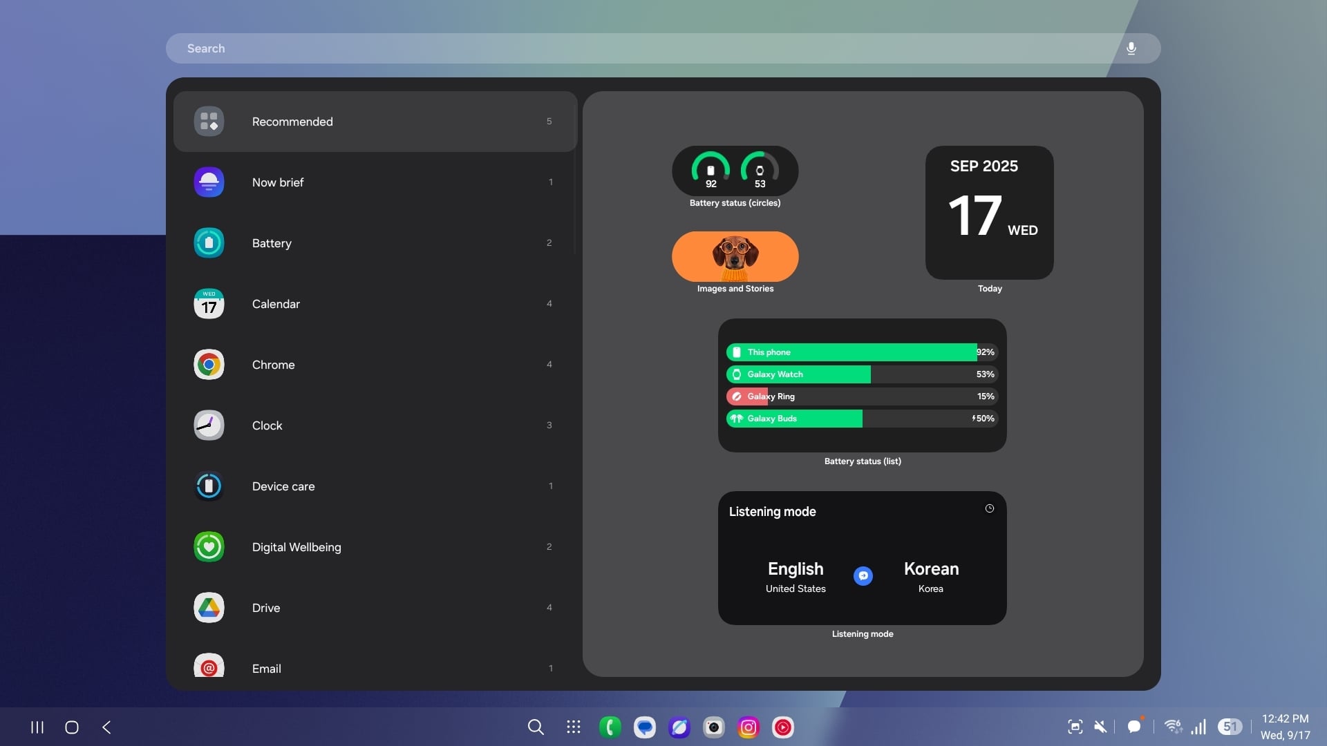 samsung one ui 8.0 dex home screen widgets picker