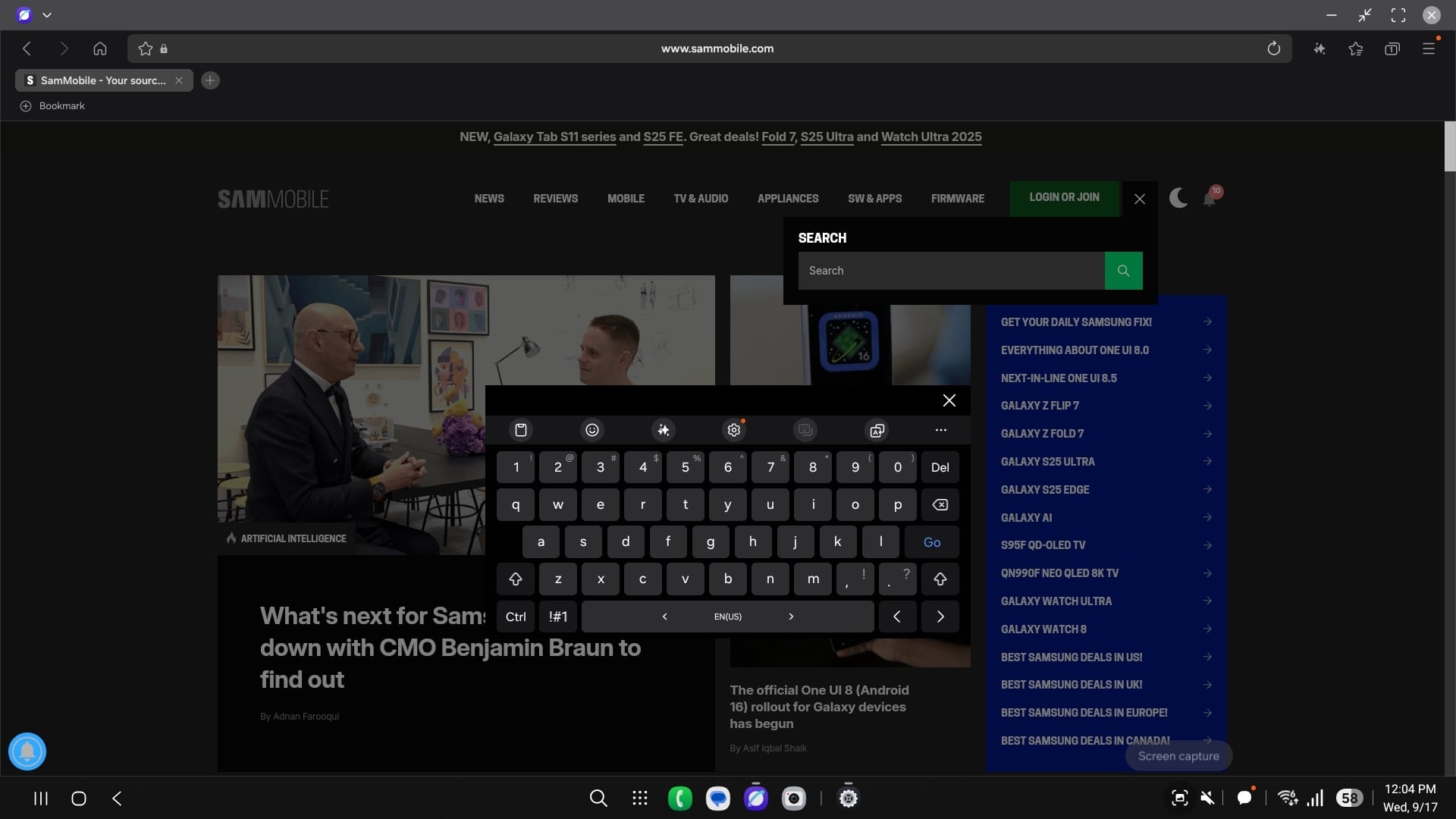 samsung one ui 8.0 dex on-screen keyboard