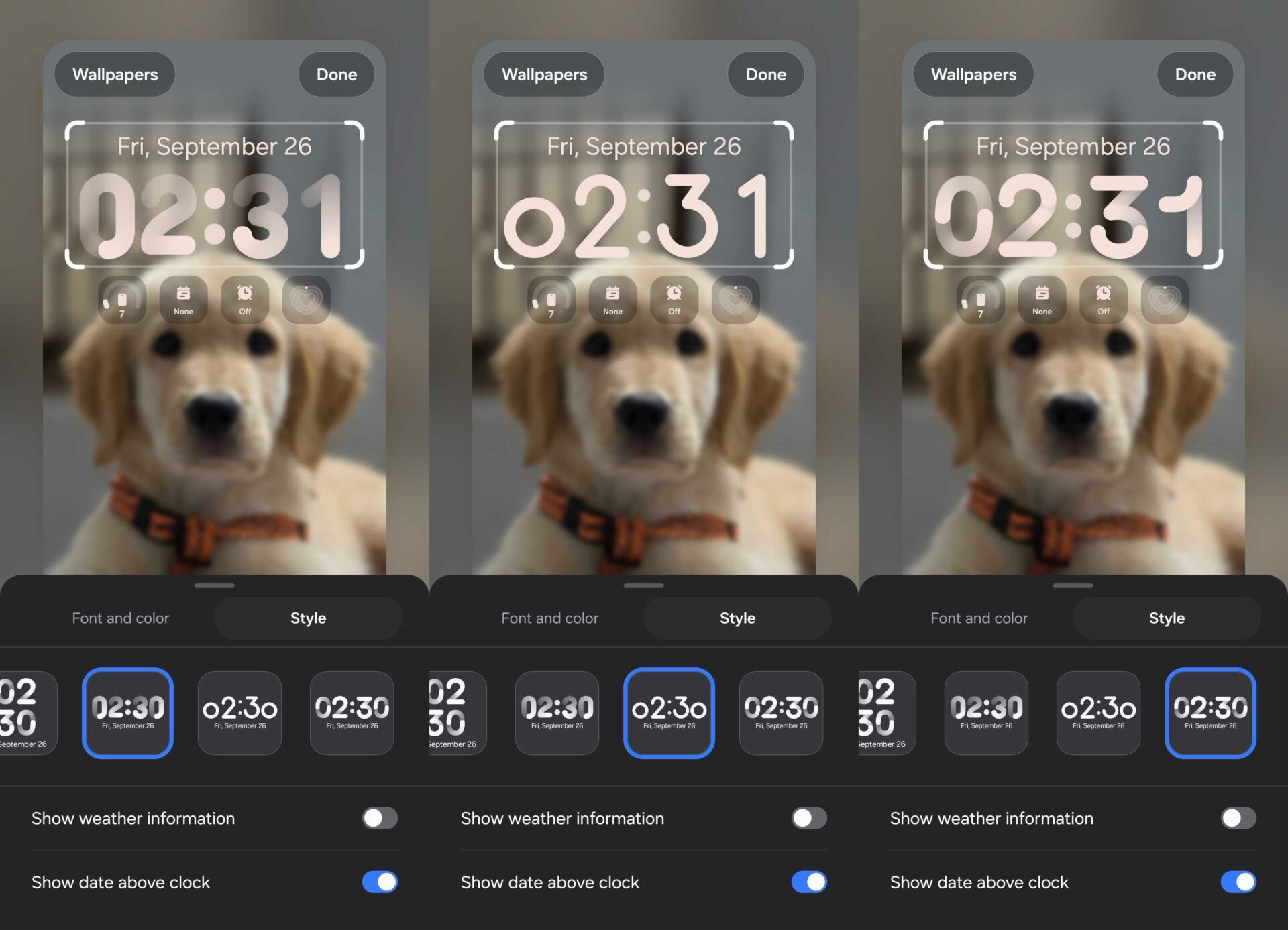 samsung one ui 8.5 new lock screen clock styles