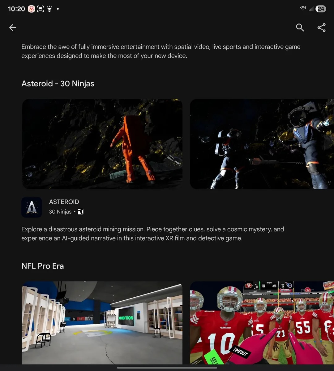 google play store page samsung galaxy xr asteroid