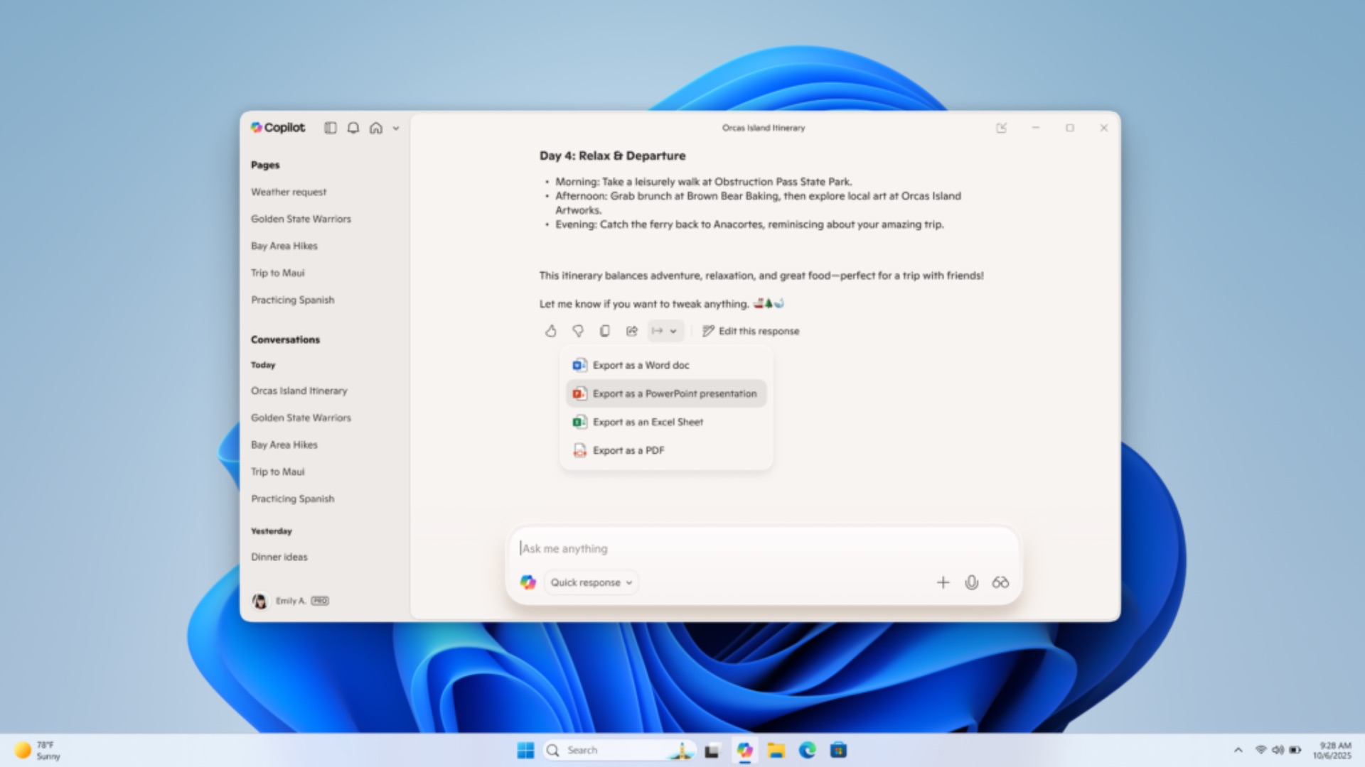 microsoft windows 11 copilot app connectors document creation