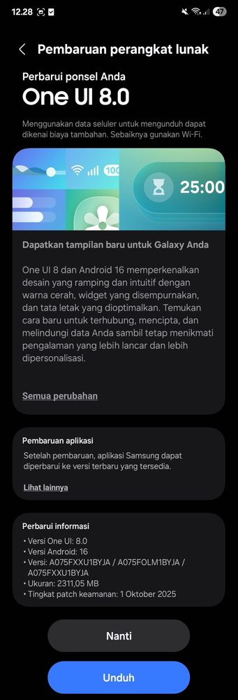 samsung galaxy a07 one ui 8.0 android 16 update firmware version changelog indonesia