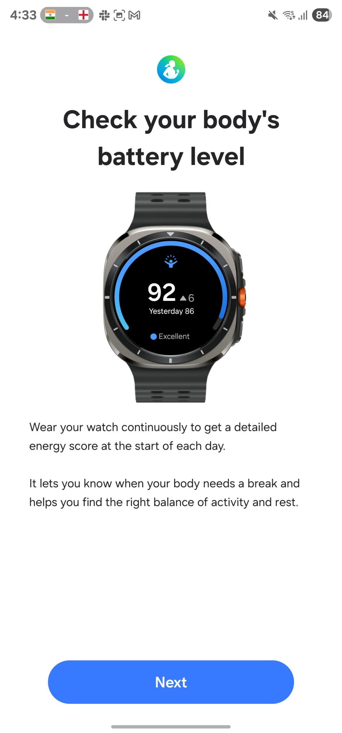 samsung galaxy watch ultra upgrade setup samsung health energy score explanation