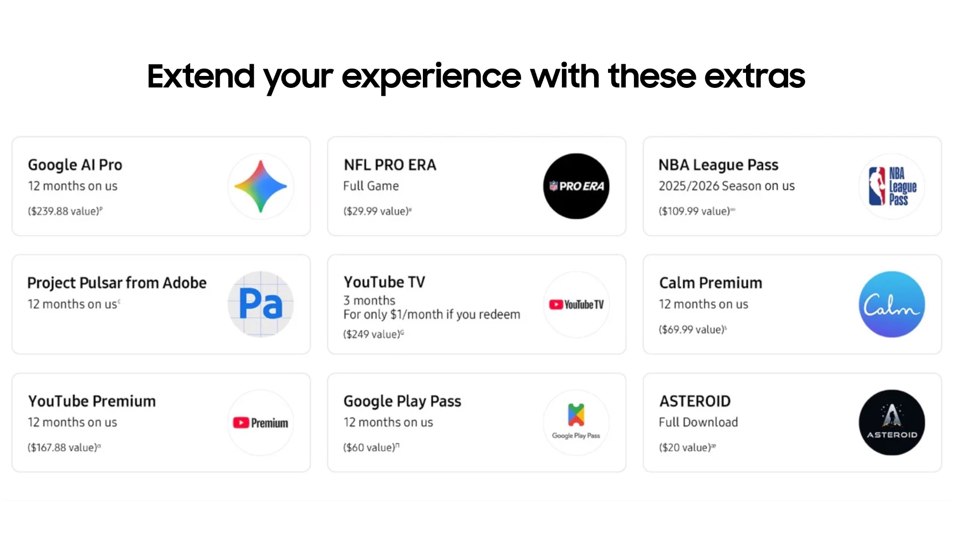 samsung galaxy xr explorer pack app subscriptions