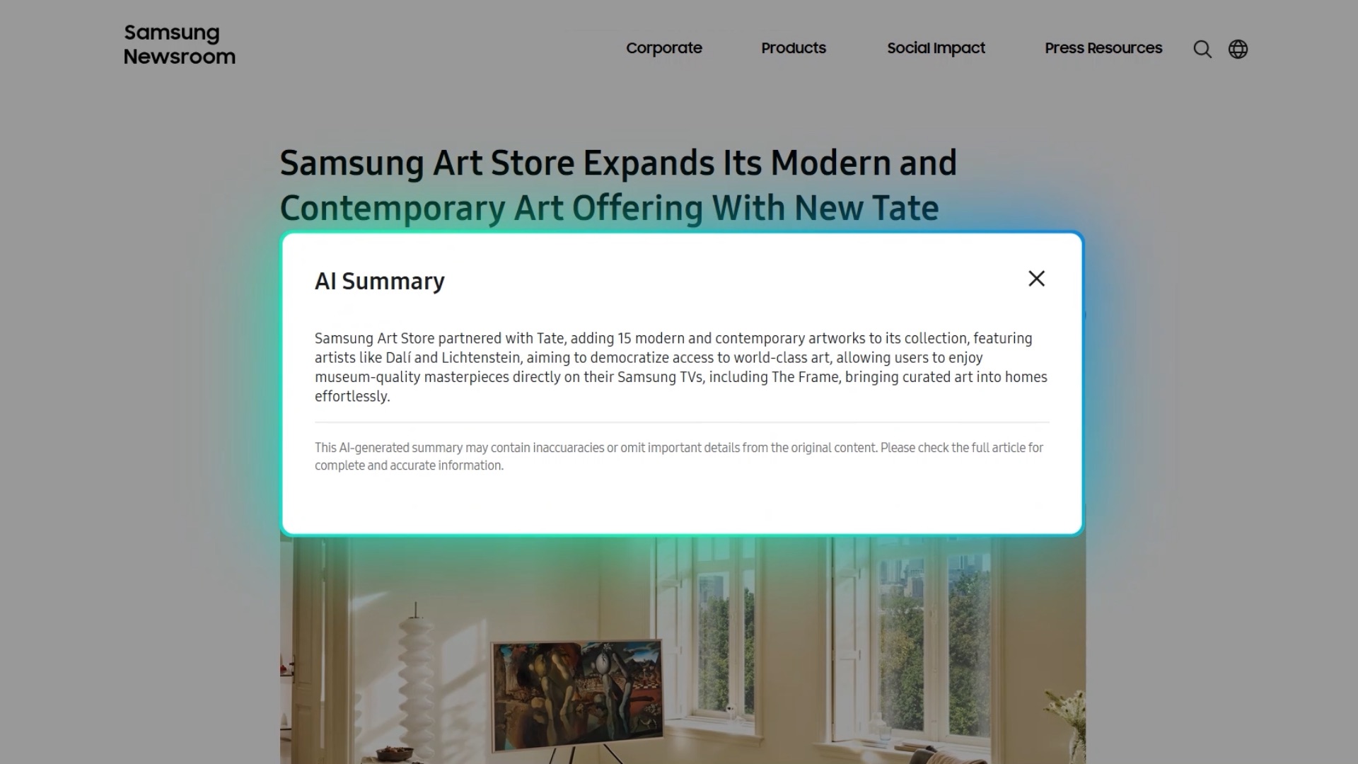 samsung newsroom redesign 2025 ai summaries