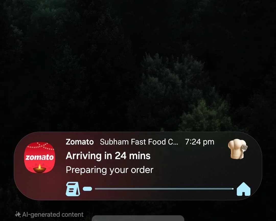 samsung one ui 8.0 now bar zomato lock screen expanded