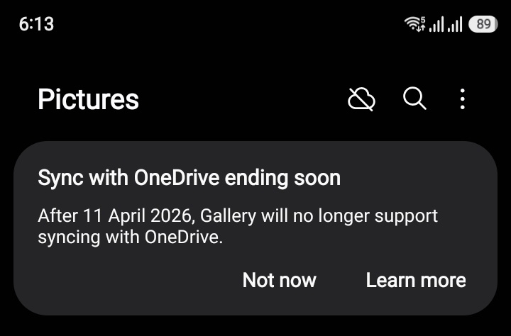 samsung one ui 8.5 gallery app microsoft onedrive photo backup system support ending april 2026