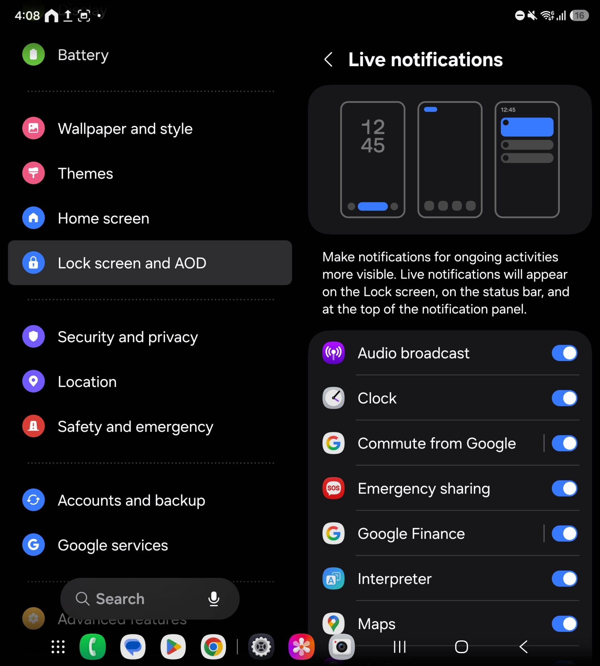 samsung galaxy z fold 7 one ui 8.5 now bar audio broadcast google commute maps