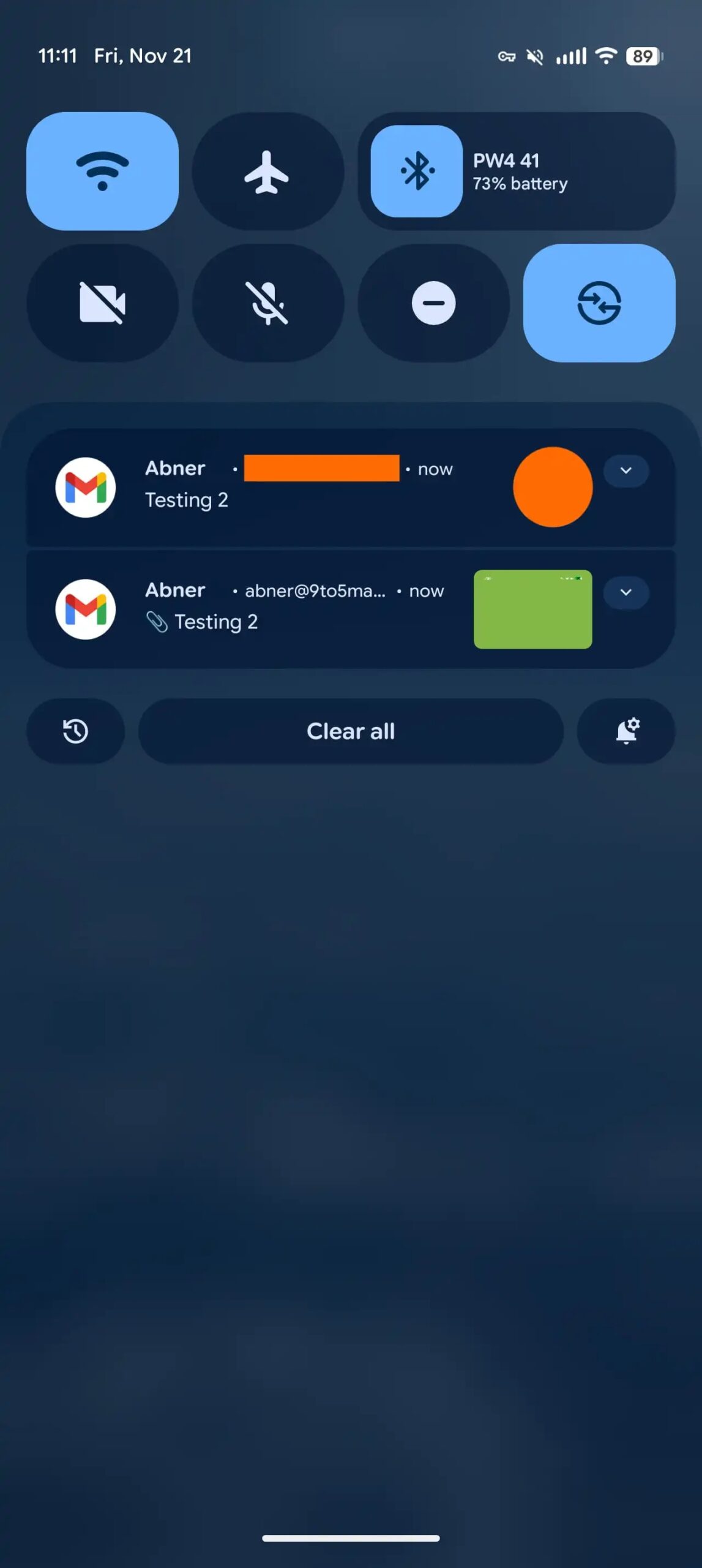 gmail notification attachment previews retracted android