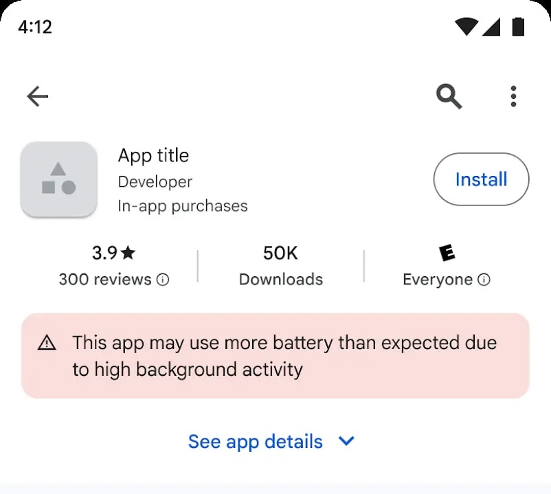 google play store battery drain warning