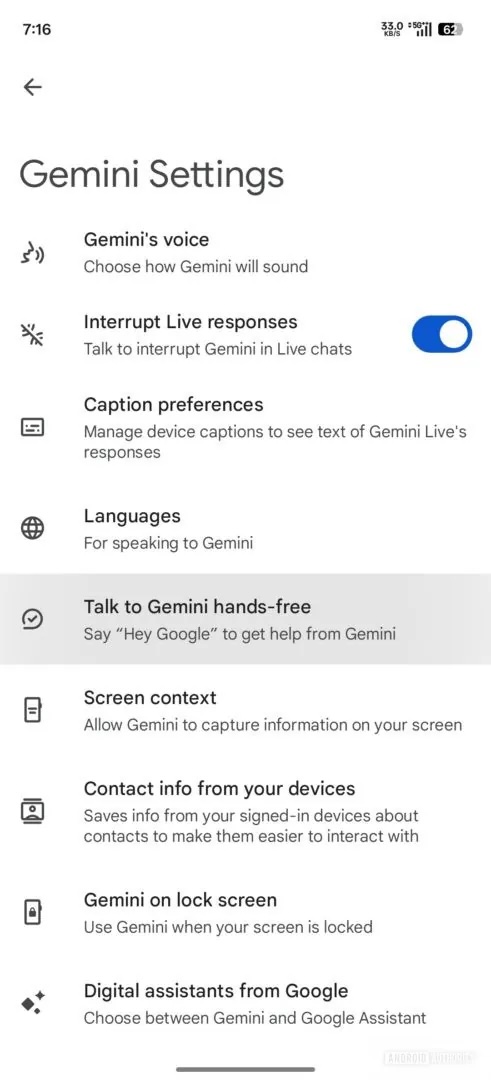 google voice match gemini settings