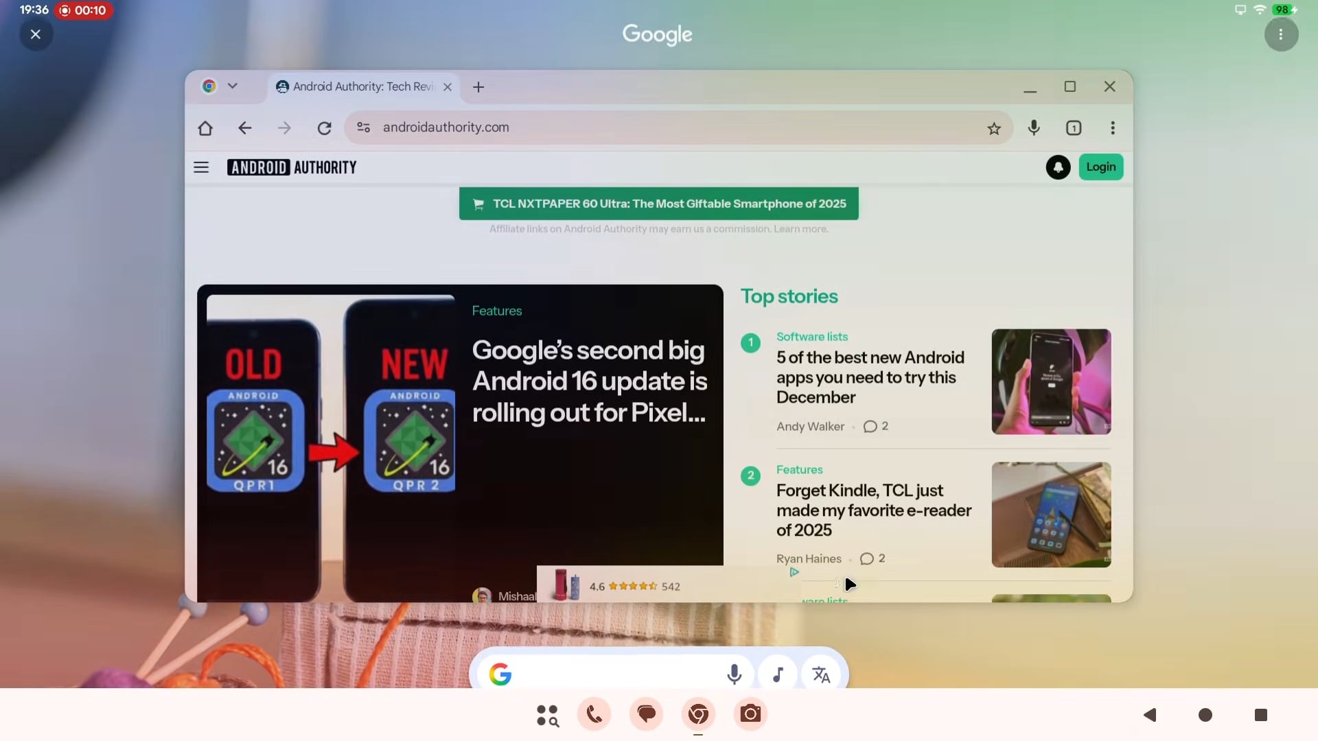 android 16 qpr2 circle to search desktop mode